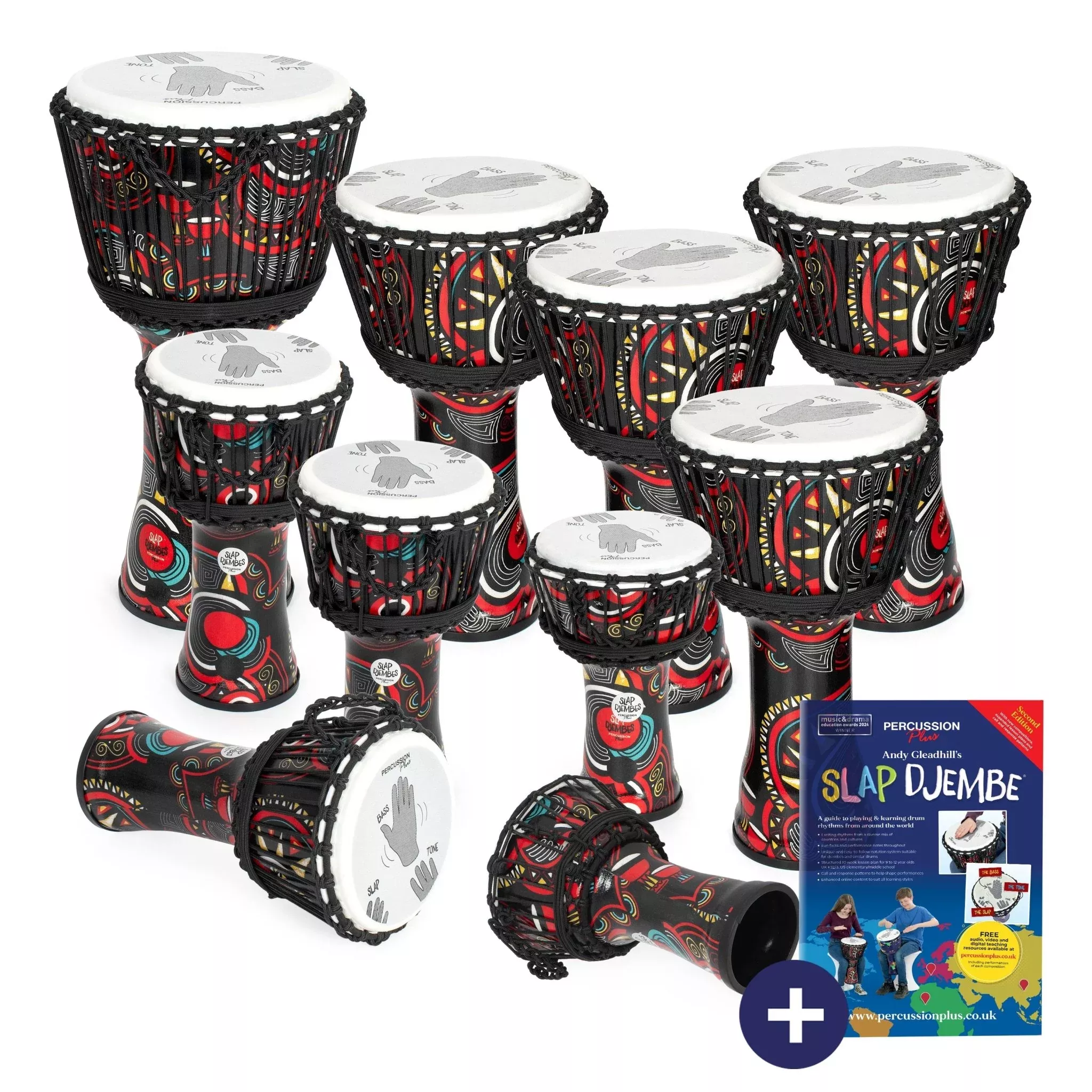 Percussion Plus Carnival Slap Djembe 10 pack – rope tuned (PP675-10PK)
