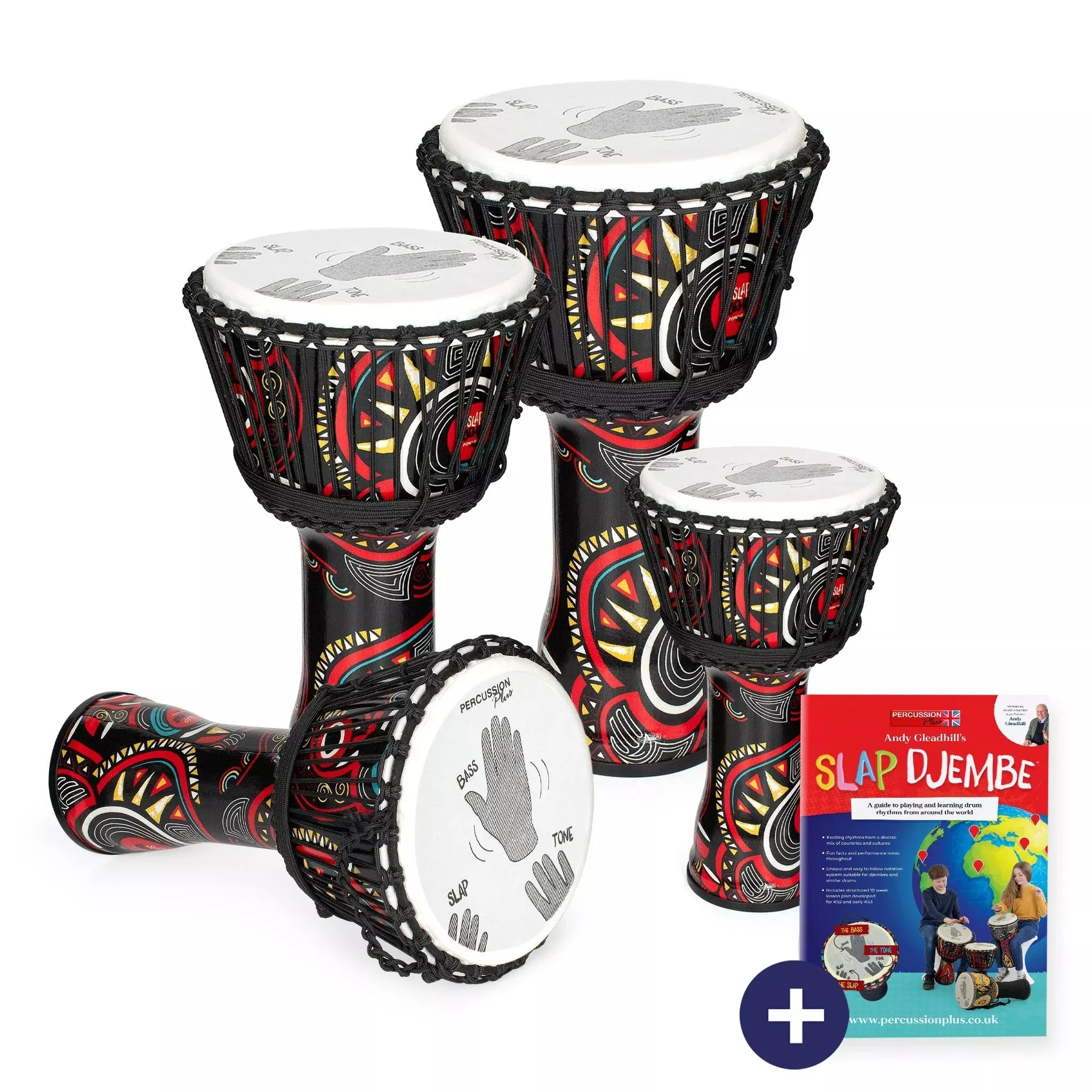 Percussion Plus Carnival Slap Djembe mixed 4 pack – rope tuned (PP6754)