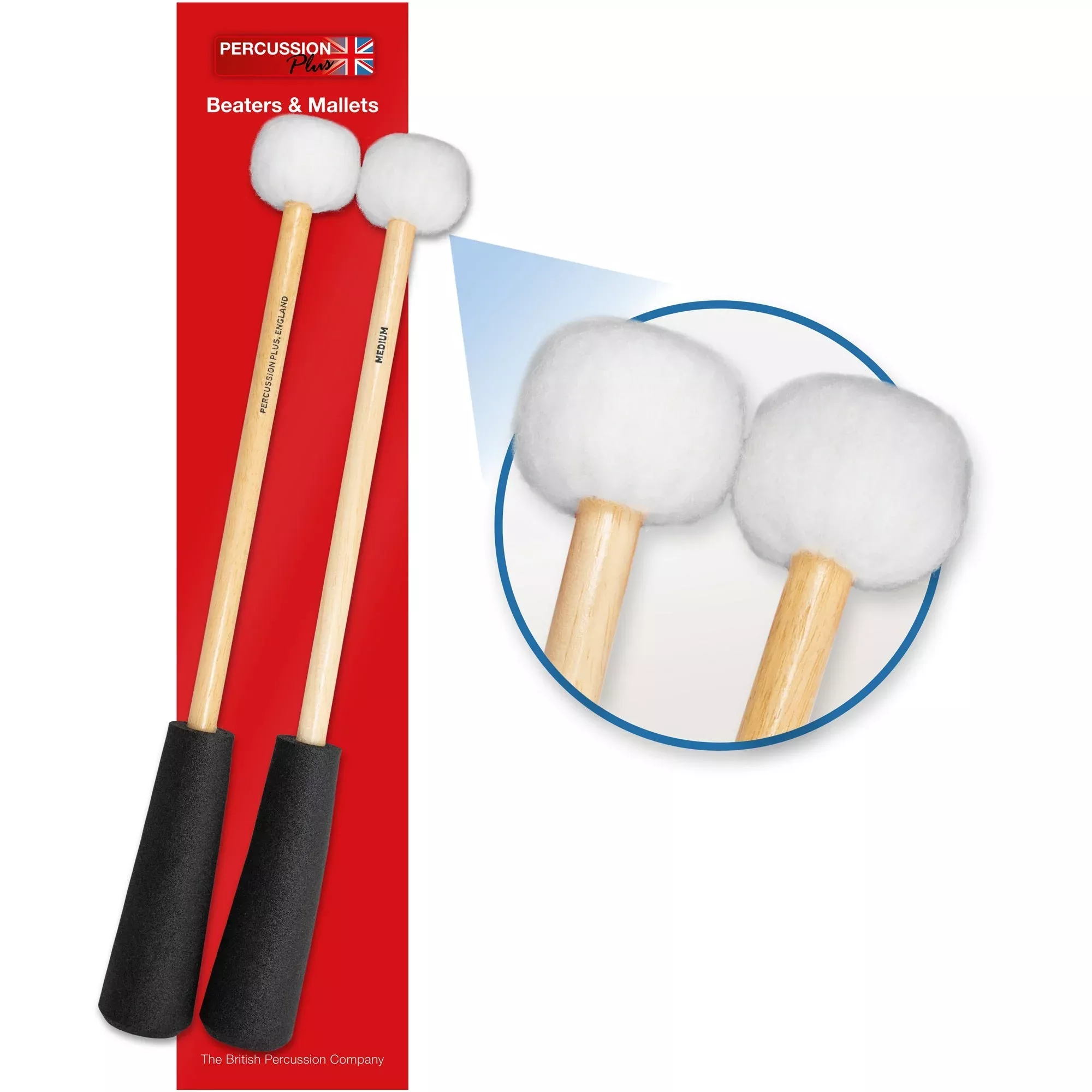 Percussion Plus easy grip medium to soft timpani mallets (PP759)