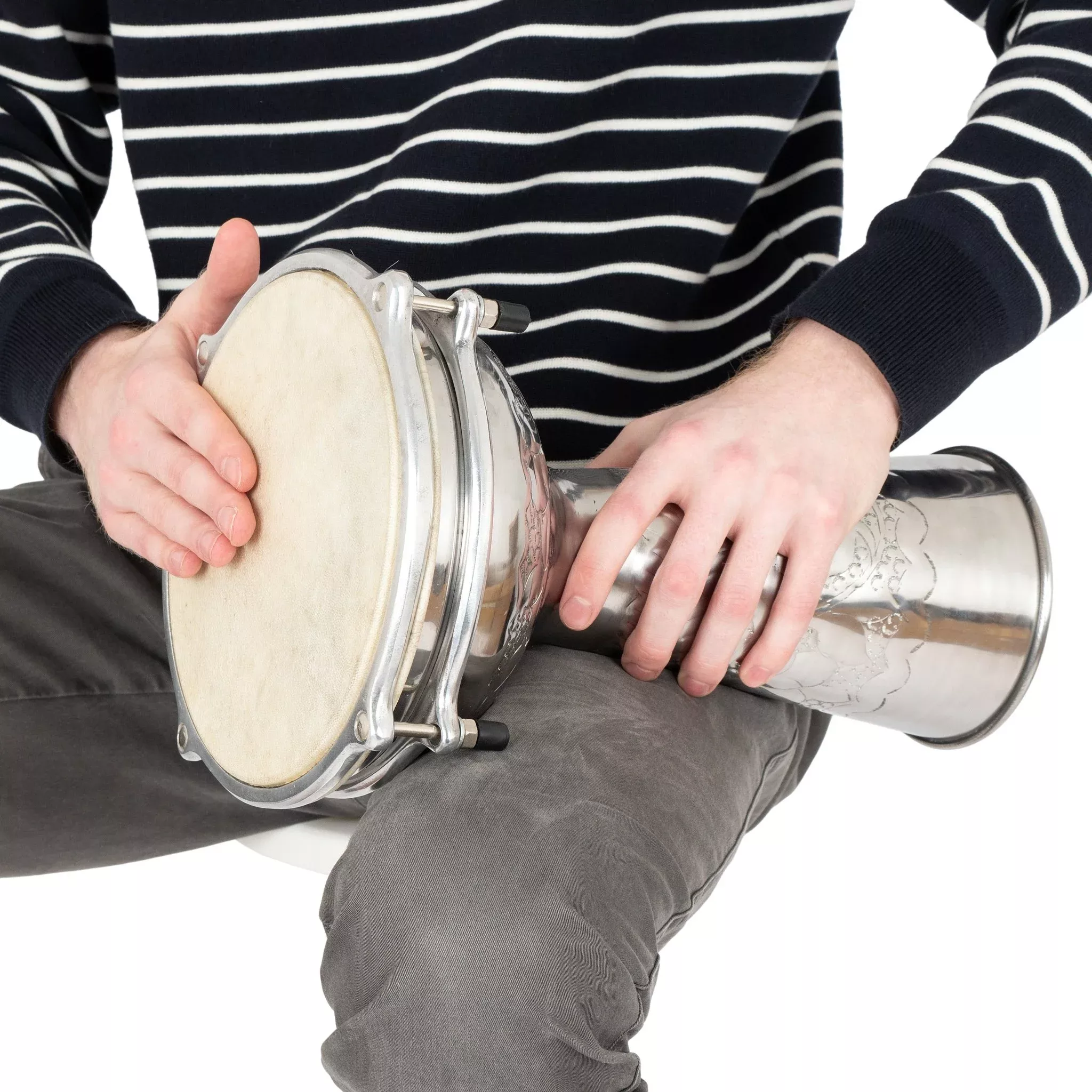 Percussion Plus embossed nickel doumbek – 8 inch (PP1143)