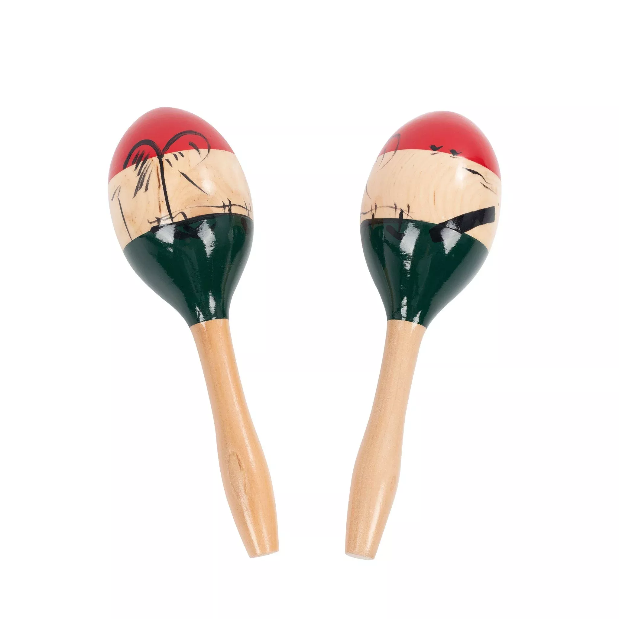 Percussion Plus large wooden maracas with colourful design (PP217)