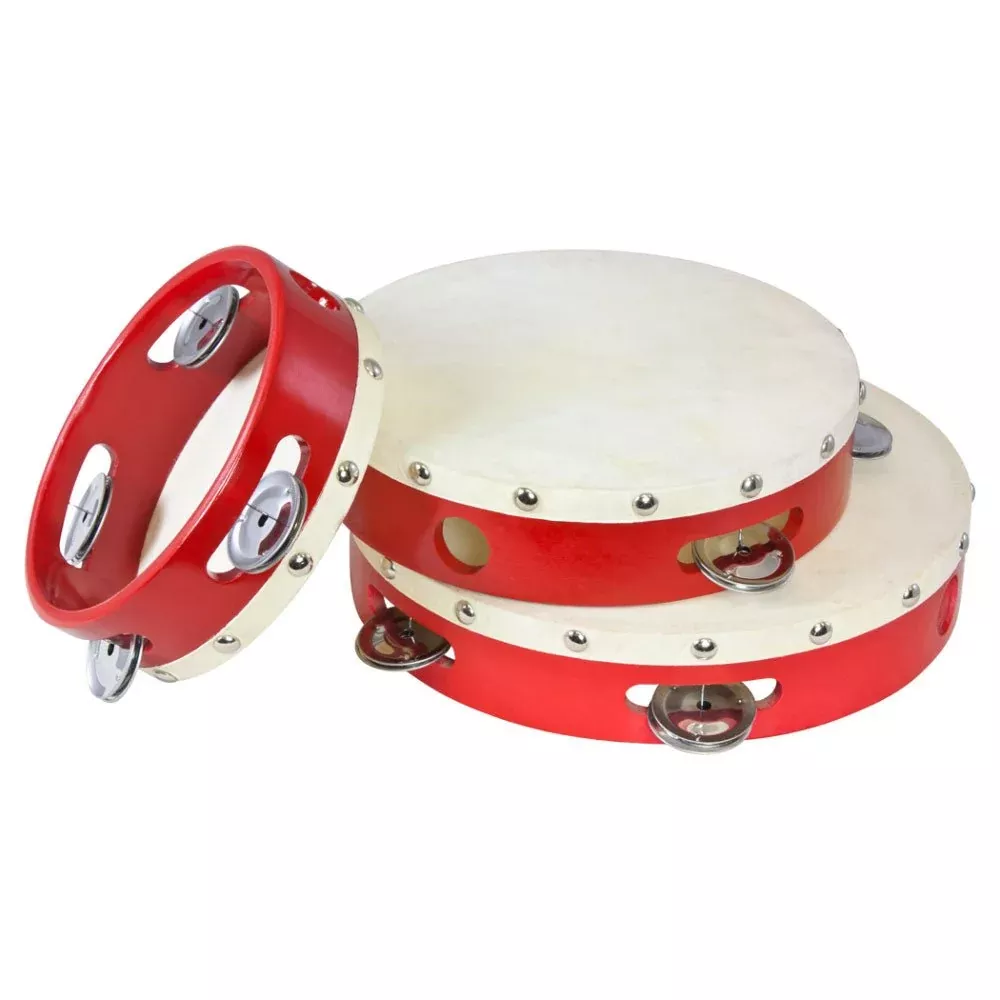 Percussion Plus PP0385 Tambourine wood shells 6″, 8” and 9” – 3 pack (PP0385)