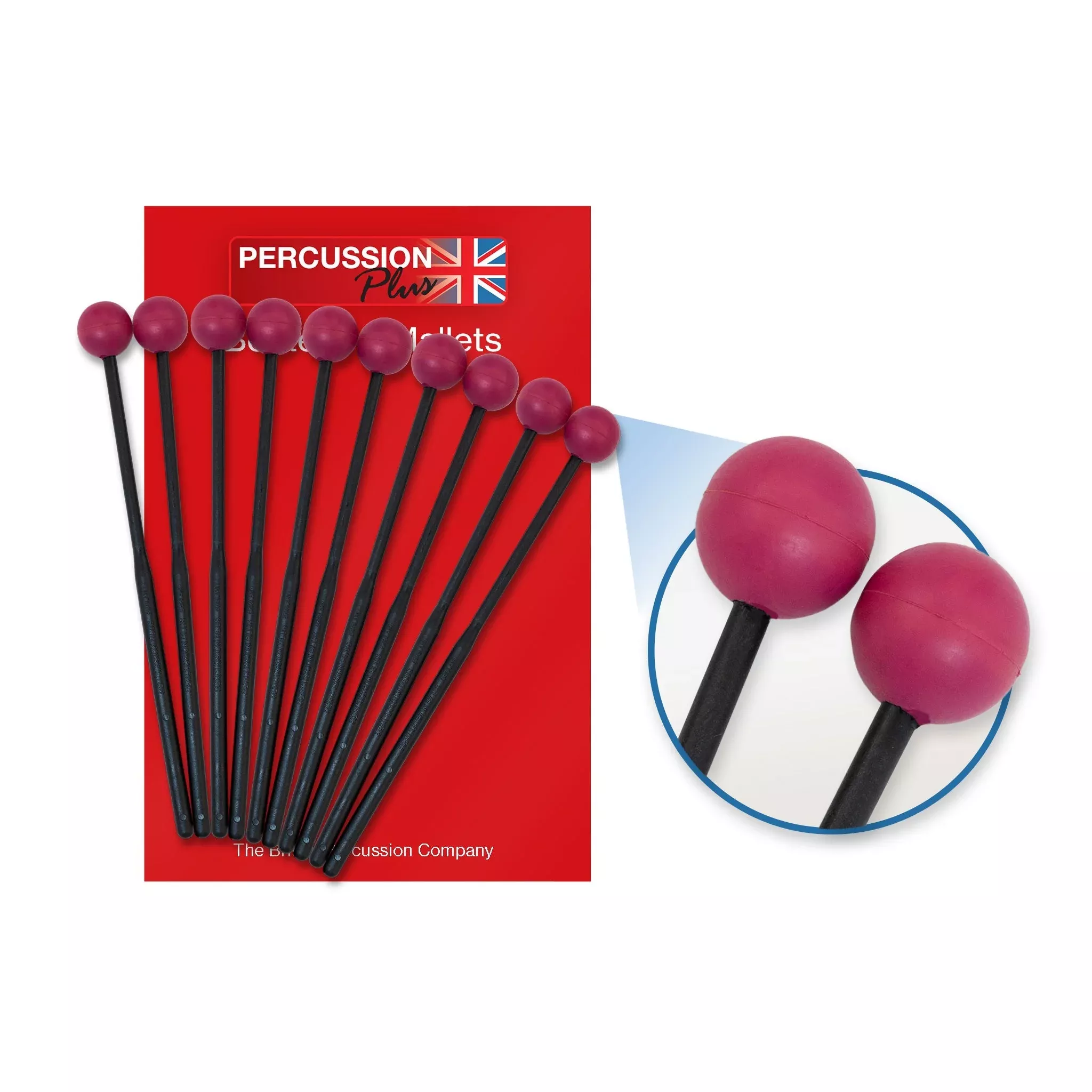 Percussion Plus PP38310 medium rubber beaters - pack of 5 pairs (PP38310)