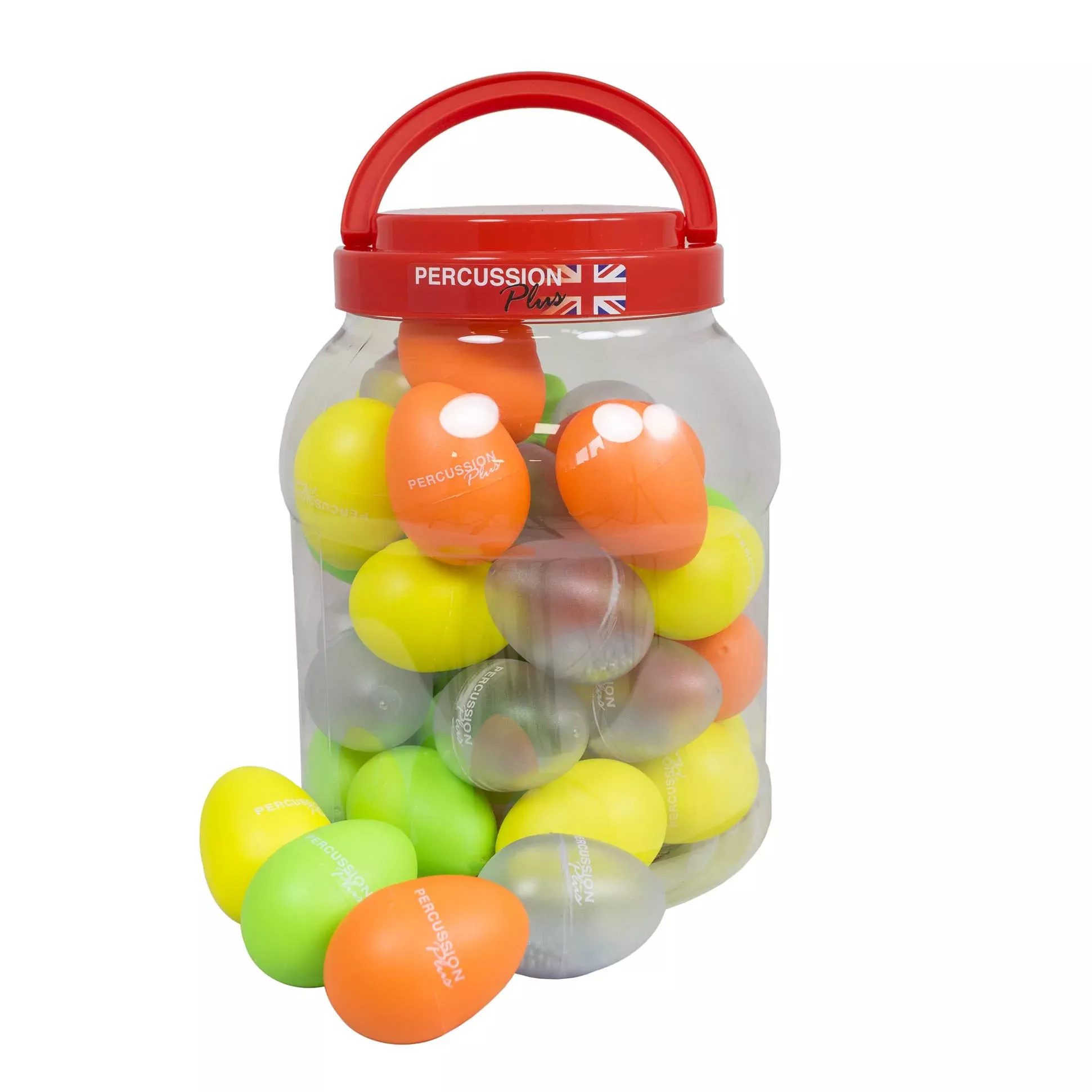 Percussion Plus tub of 40 egg shakers in fluorescent colours (PP3100)