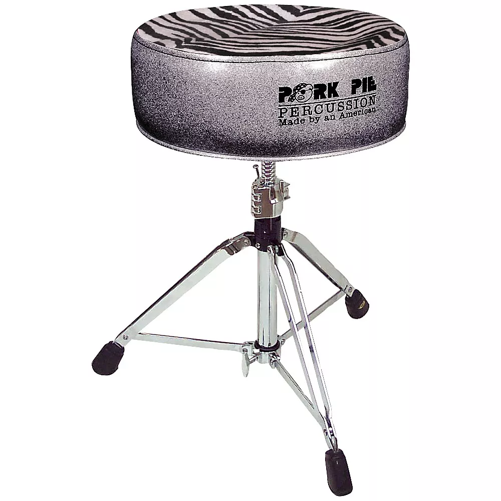 Pork Pie Round Drum Throne - Charcoal Glitter with Zebra Top