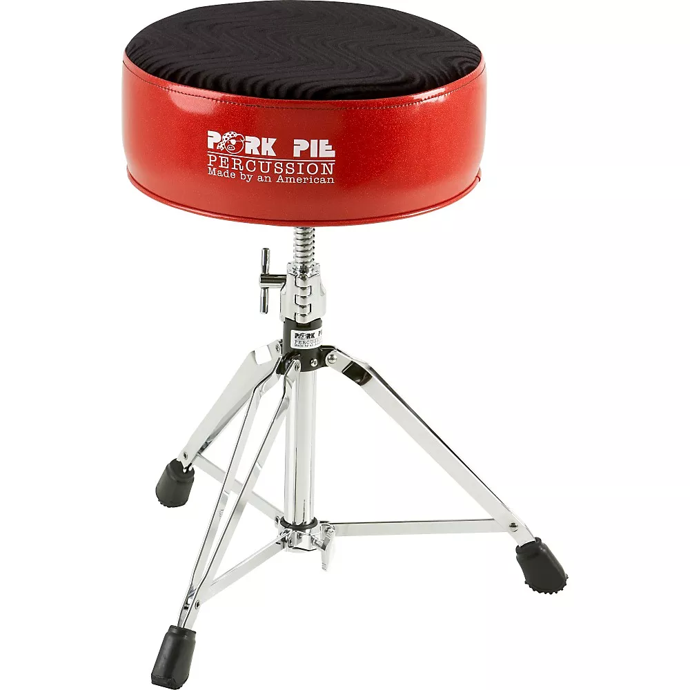 Pork Pie Round Drum Throne - Red with Black Swirl Top