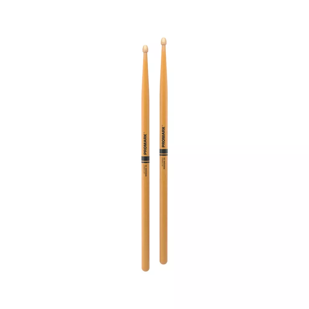 Promark R5BAGC Rebound 5B ActiveGrip Hickory Drumstick, Acorn Tip, Clear