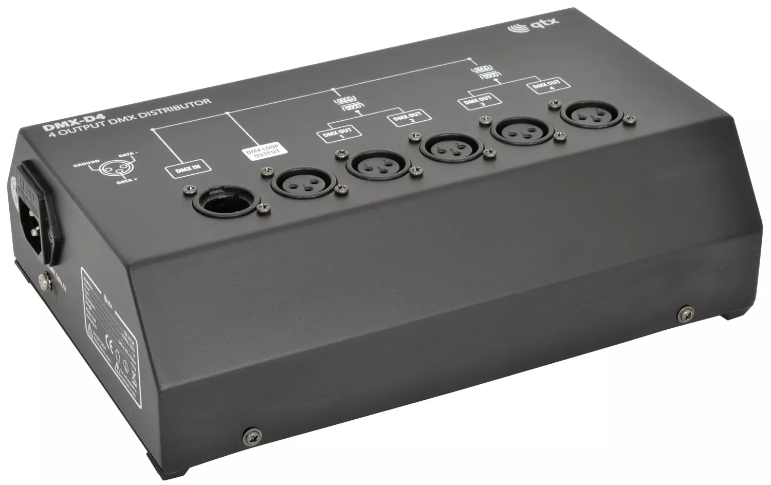 QTX 4 Way DMX Booster/Distributor – DMX-D4
