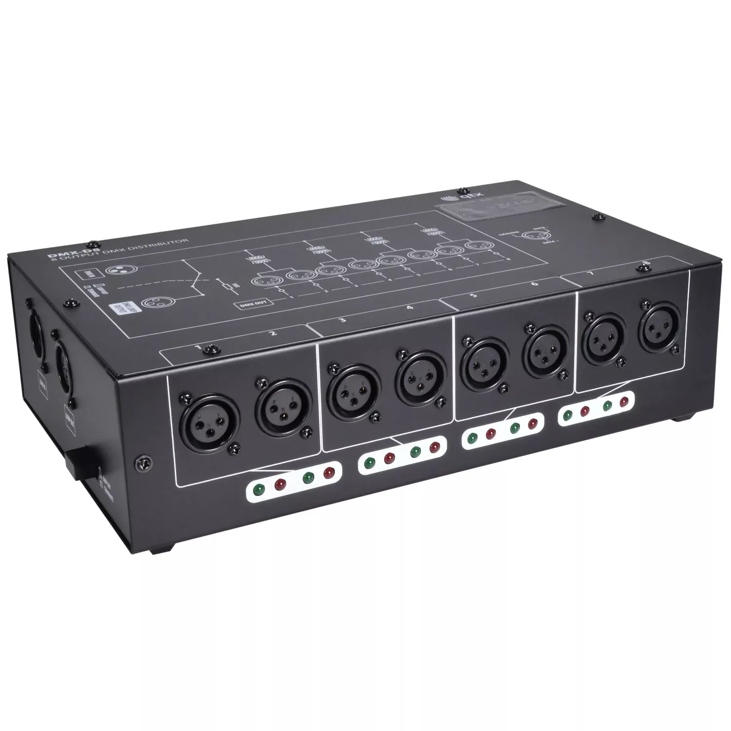 QTX 8 Way DMX Booster/Distributor – DMX-D8