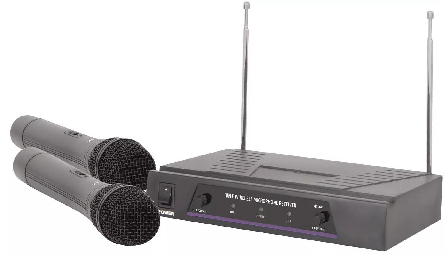 QTX Dual Handheld Microphone VHF Wireless System – VH2
