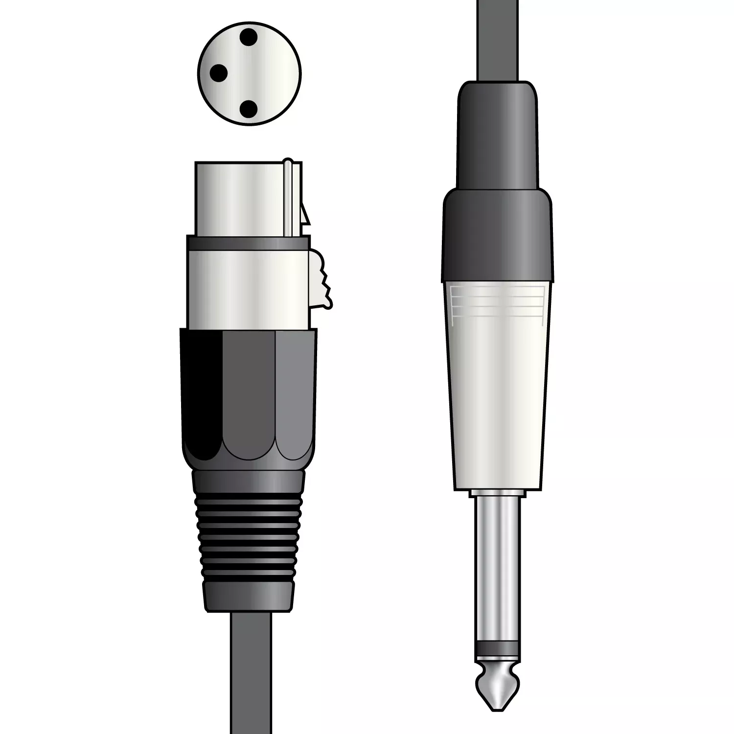 QTX Essential Microphone Leads XLR Female – 6.3mm Mono Jack Plug