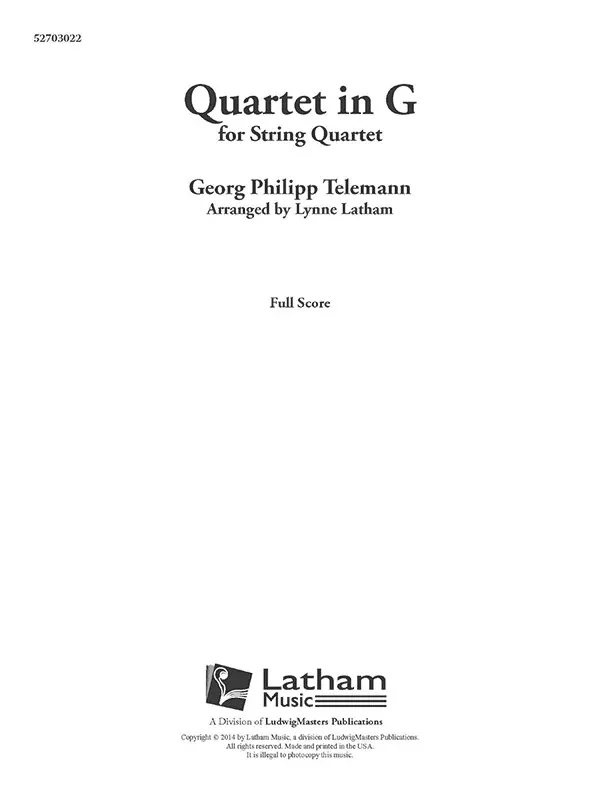 Quartet in G: String Quartet Conductor Score