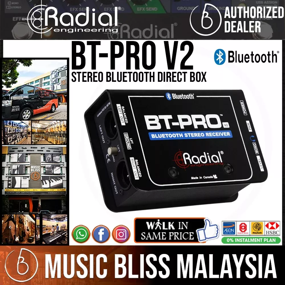 Radial Engineering BT-Pro V2 Bluetooth Receiver 2-channel Active Direct Box