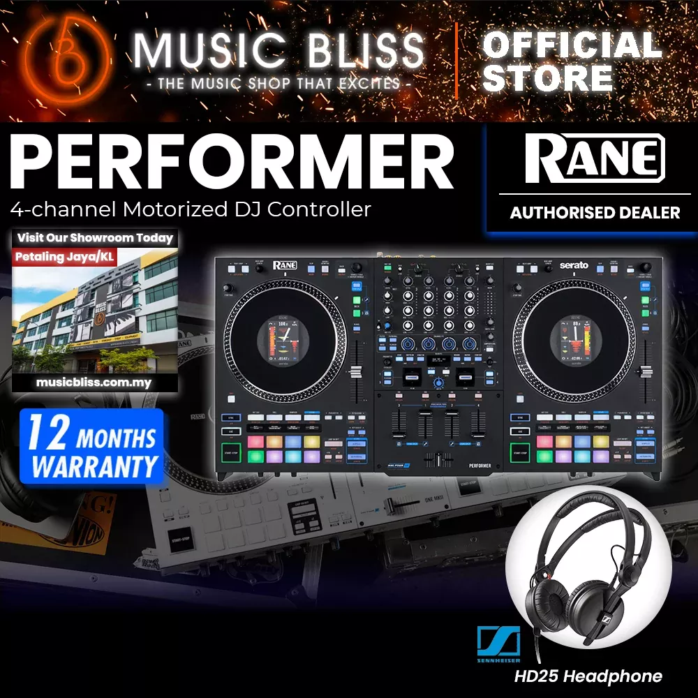 Rane Performer 4 Channel Stems DJ Controller – 7″ Jog Wheels with 3.5″ displays, DJ Mixer with Dynamic internal FX engine, Serato DJ software FX