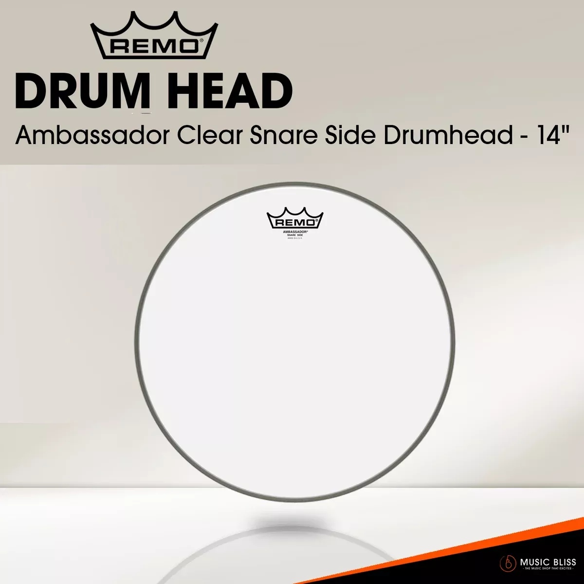 Remo Ambassador Clear Snare Side Drumhead – 14″