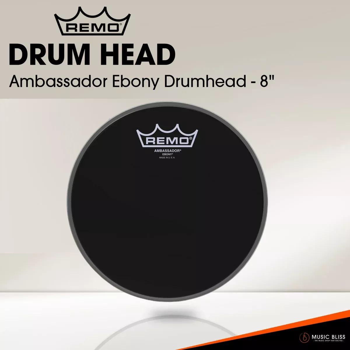 Remo Ambassador Ebony Drumhead (Available in sizes 8″-18″)