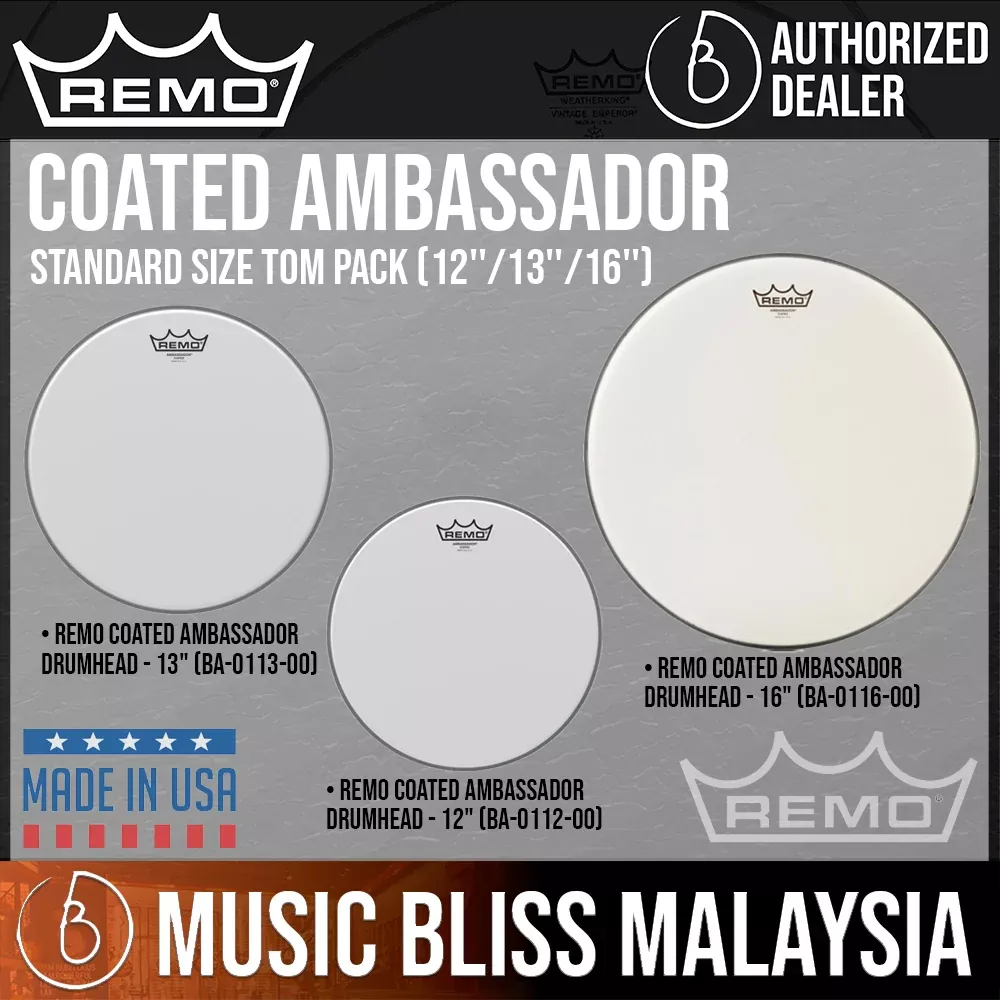 Remo Coated Ambassador Standard Size Tom Pack (12”/13”/16”)
