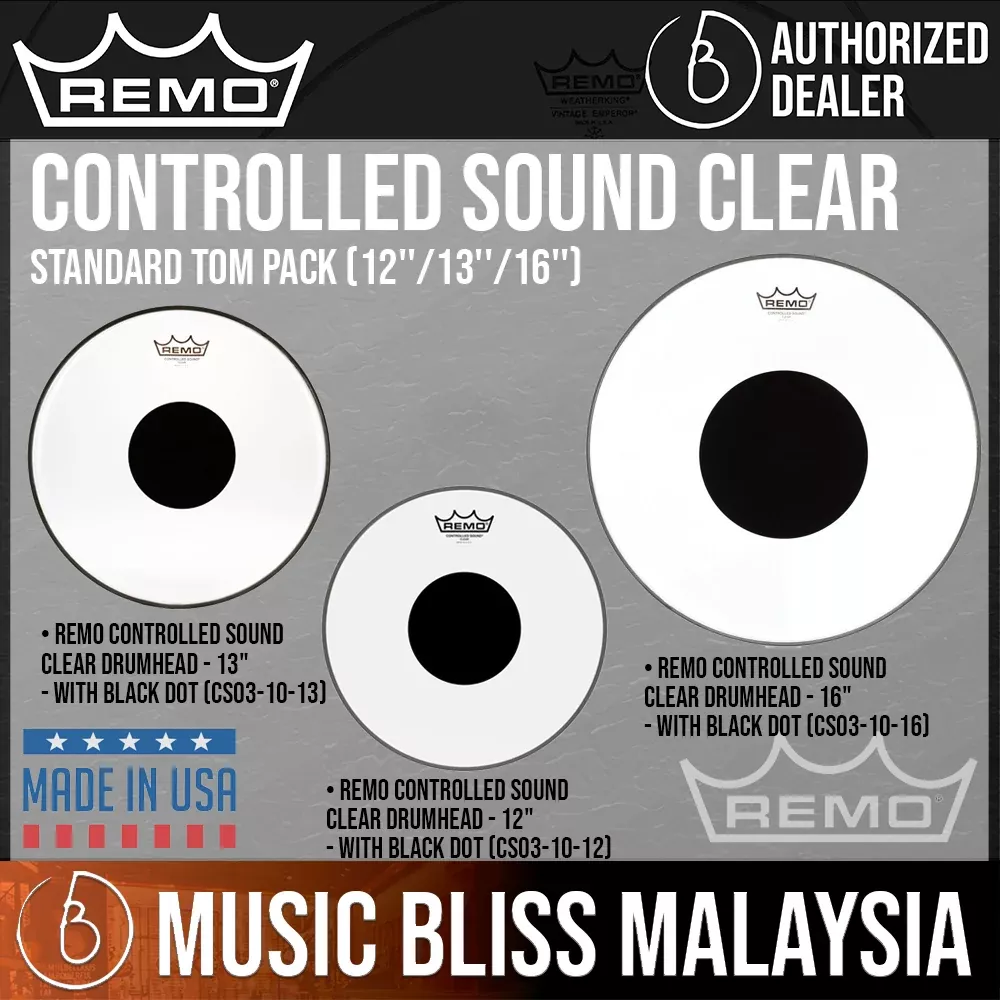 Remo Controlled Sound Clear Standard Tom Pack (12”/13”/16”)