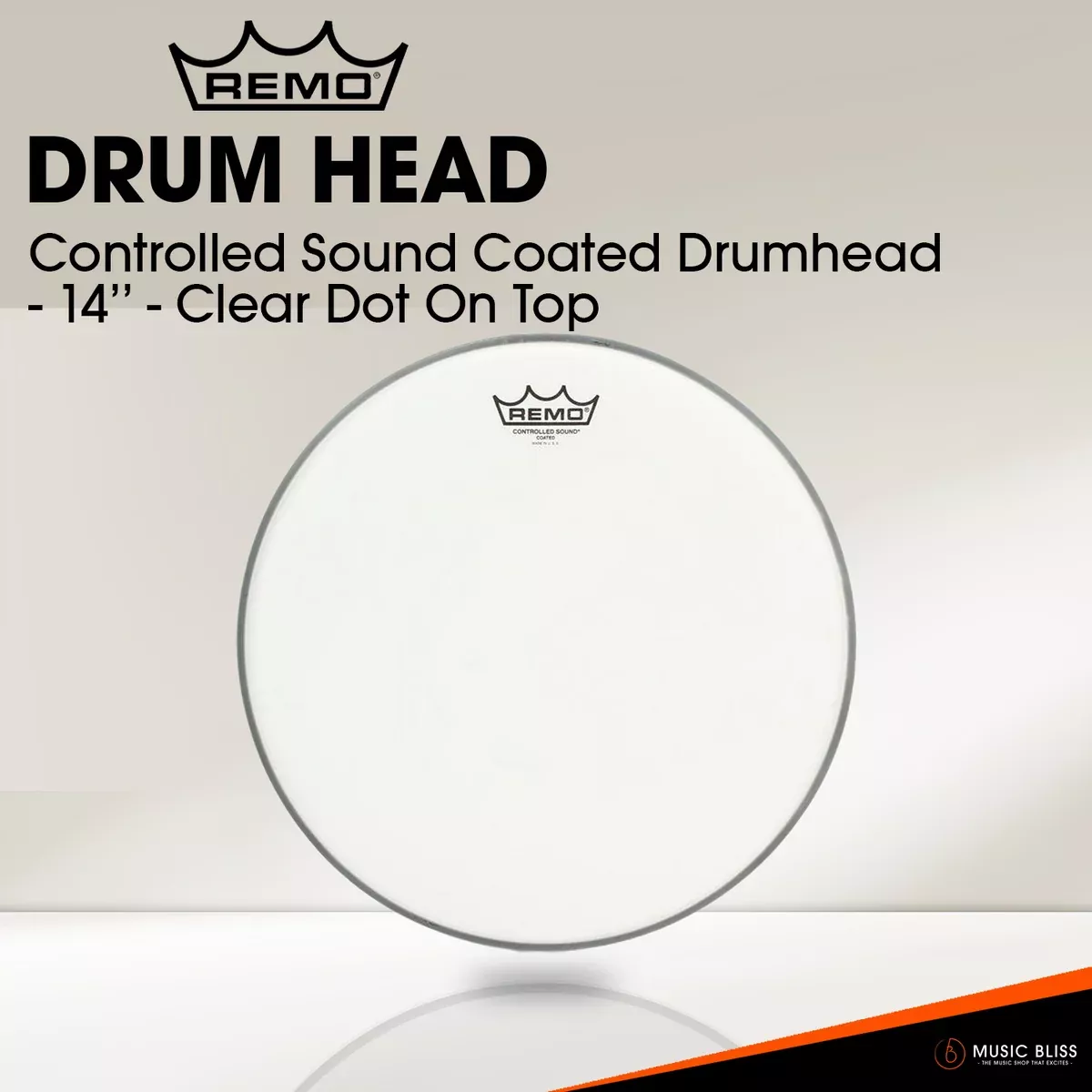 Remo Controlled Sound Coated Drumhead – 14” – Clear Dot On Top