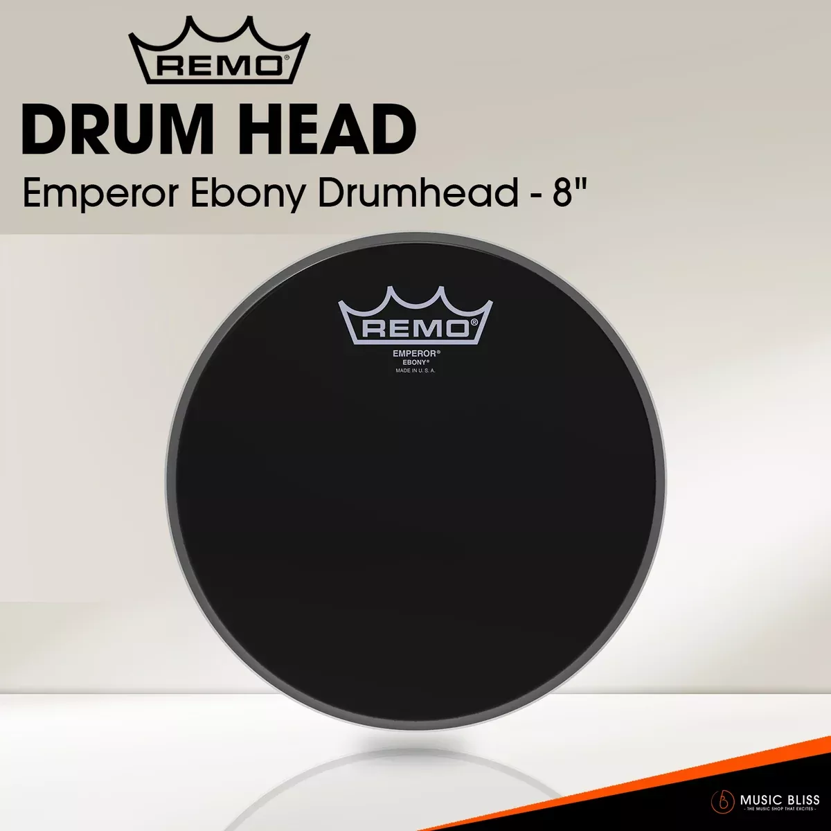 Remo Emperor Ebony Drumhead – 8″ (Available in sizes 8″-14″)
