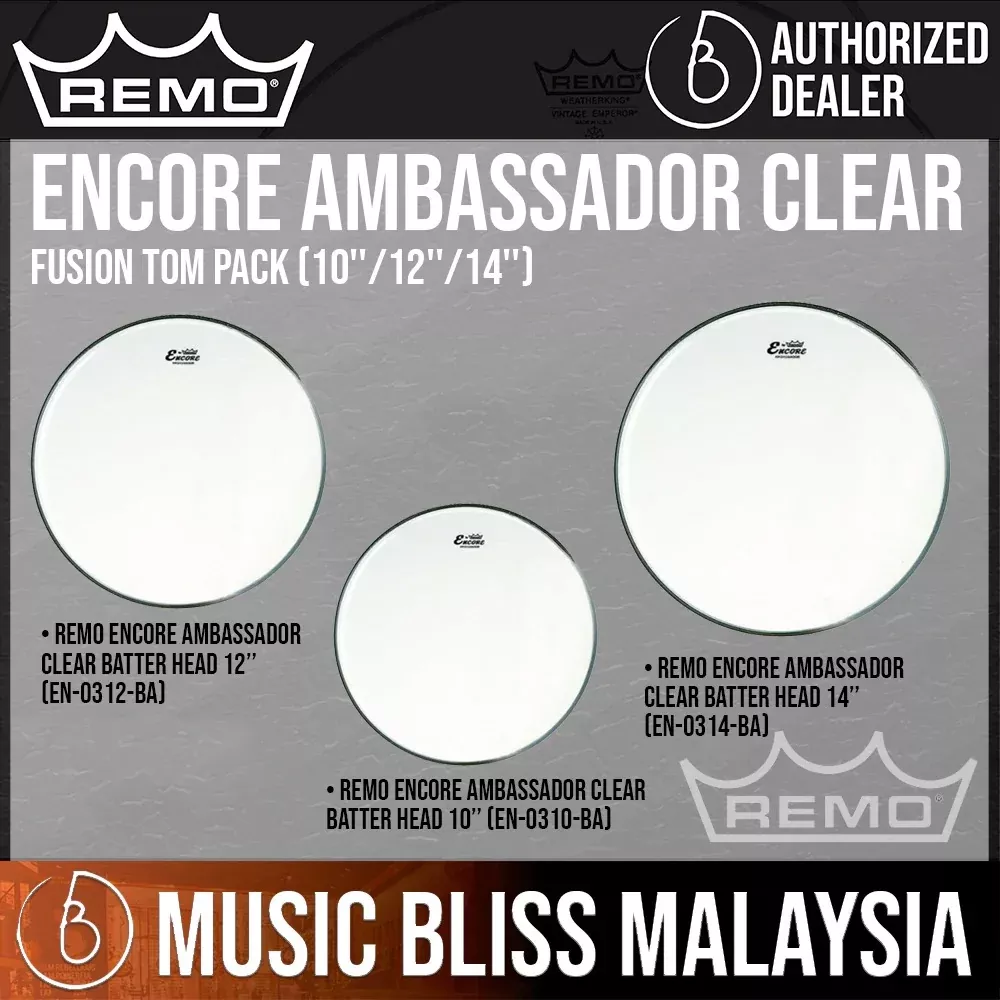 Remo Encore Ambassador Clear Fusion Tom Pack (10''/12''/14'')