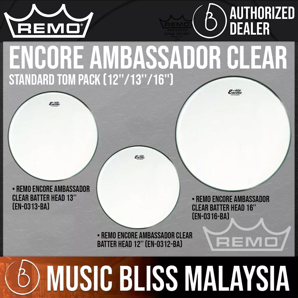 Remo Encore Ambassador Clear Standard Tom Pack (12”/13”/16”)
