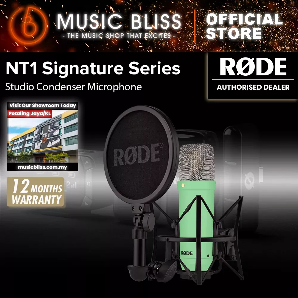 Rode NT1 Signature Series Condenser Microphone with SM6 Shockmount and Pop Filter – Green