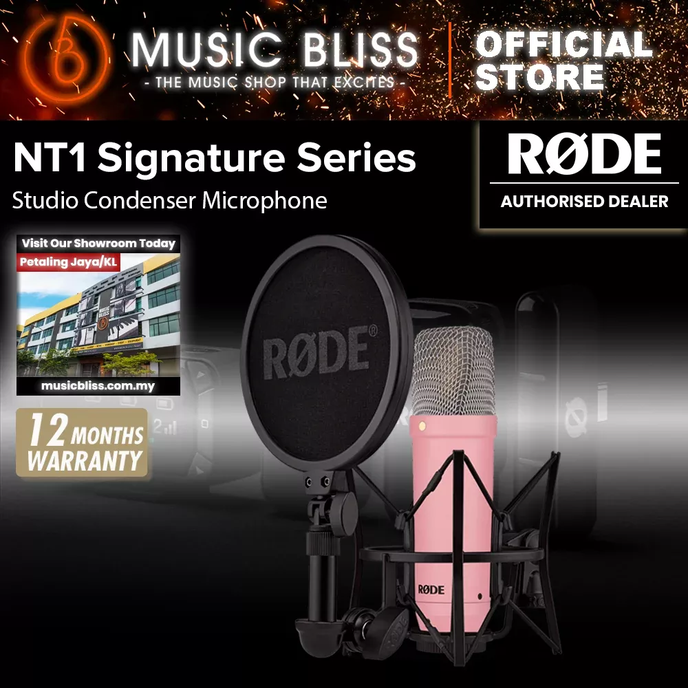 Rode NT1 Signature Series Condenser Microphone with SM6 Shockmount and Pop Filter – Pink
