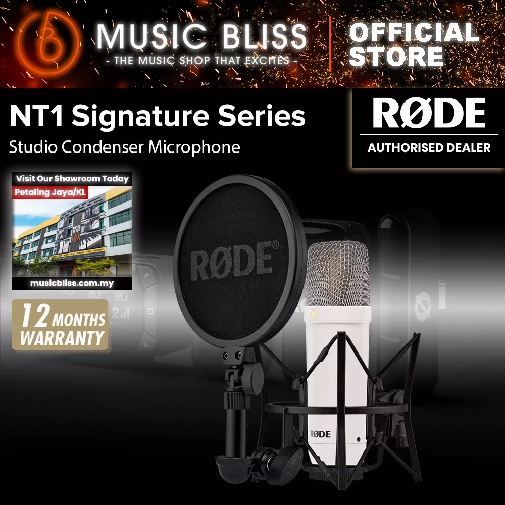 Rode NT1 Signature Series Condenser Microphone with SM6 Shockmount and Pop Filter – White (NT-1)