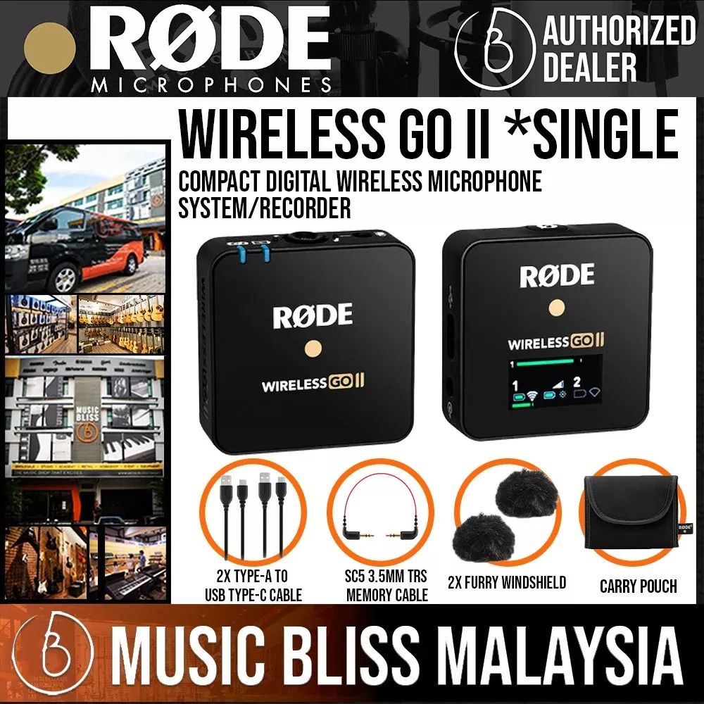 Rode Wireless GO II Single Compact Digital Wireless Microphone System/Recorder (2.4 GHz, Black)
