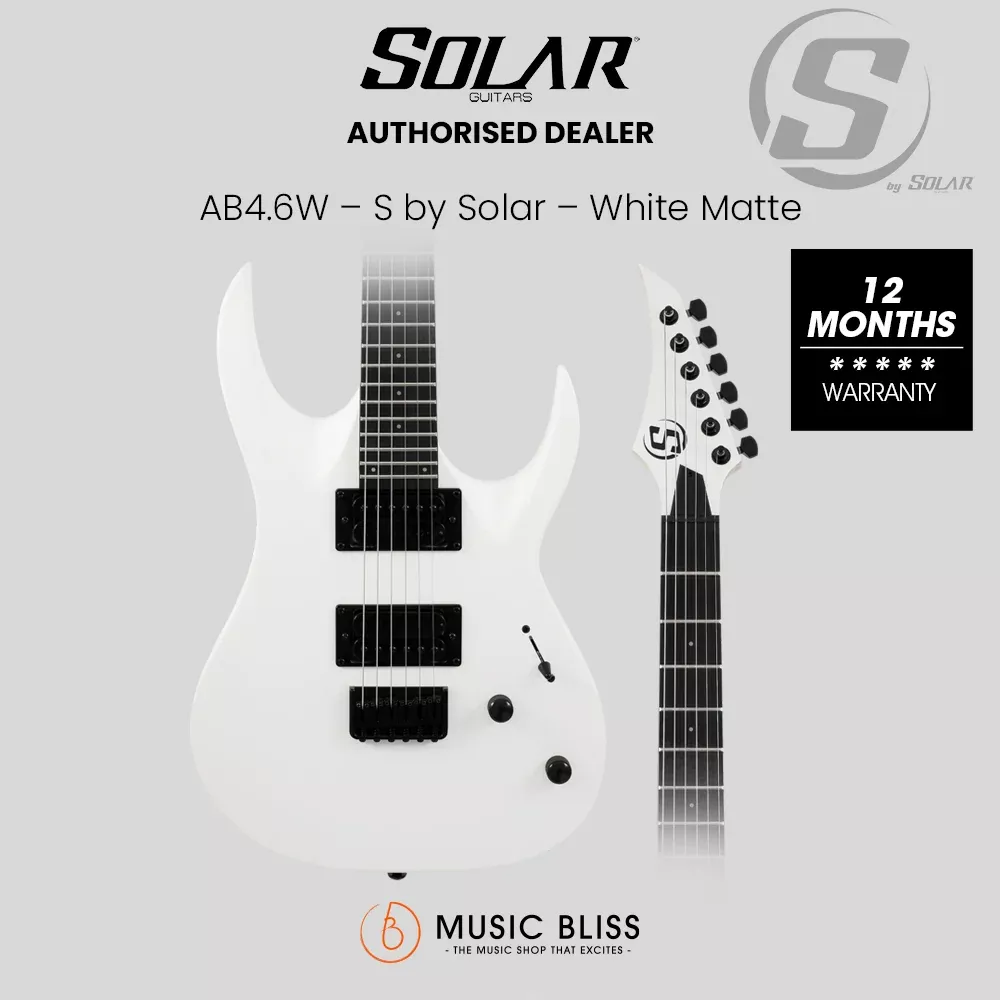 S by Solar AB4.6W Electric Guitar – White Matte