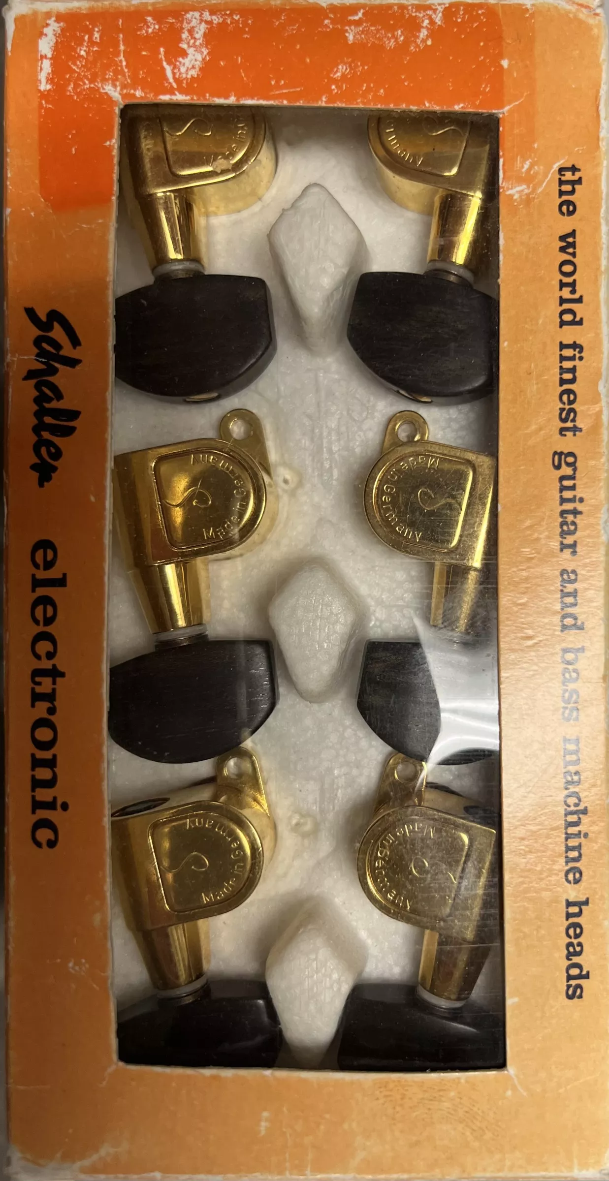Schaller E-M6G 3X3 Gold Tuners w/ Ebony Button - Set of 6