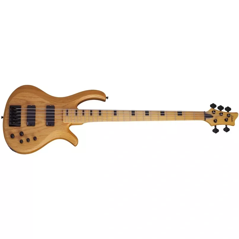 Schecter 5-string Electric Bass with Swamp Ash Body, Maple Neck Maple Fingerboard Active EQ Aged Natural 2853-SHC