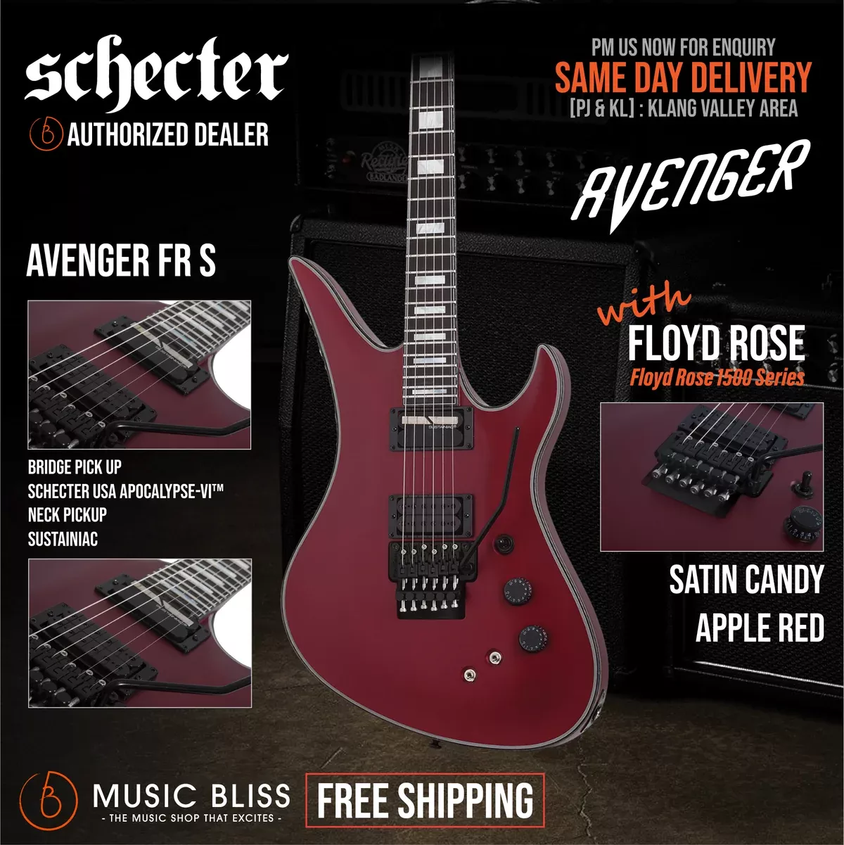 Schecter Avenger FR-S Special Edition Electric Guitar - Candy Apple Red