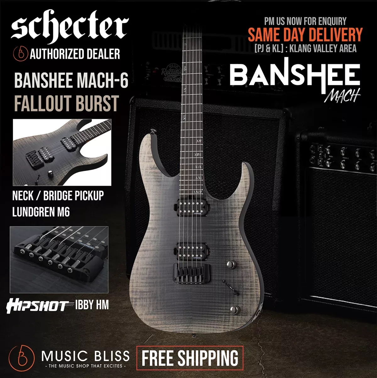 Schecter Banshee Mach-6 Electric Guitar - Fallout Burst