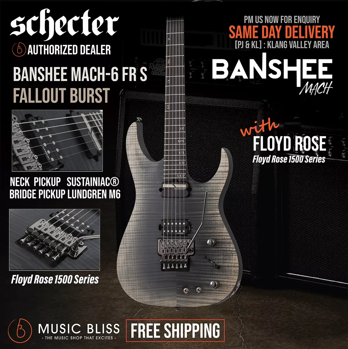 Schecter Banshee Mach-6 FR-S Electric Guitar - Fallout Burst