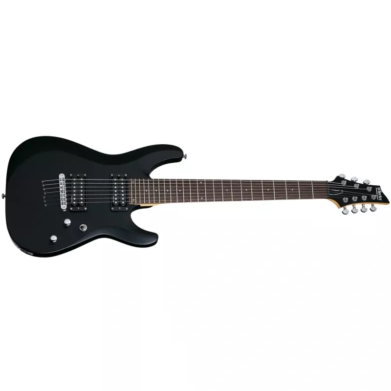 Schecter C-7-DELUXE-SBK Satin Black 7 String Guitar with Schecter Diamond Plus 437-SHC