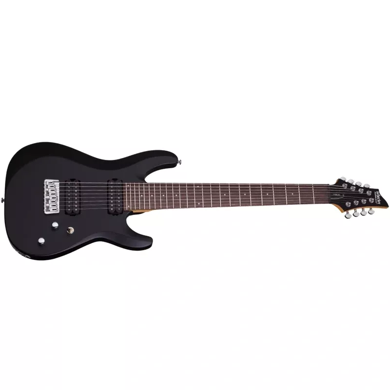 Schecter C-8-DELUXE-SBK Satin Black 8 String Guitar with Schecter Diamond Plus 440-SHC