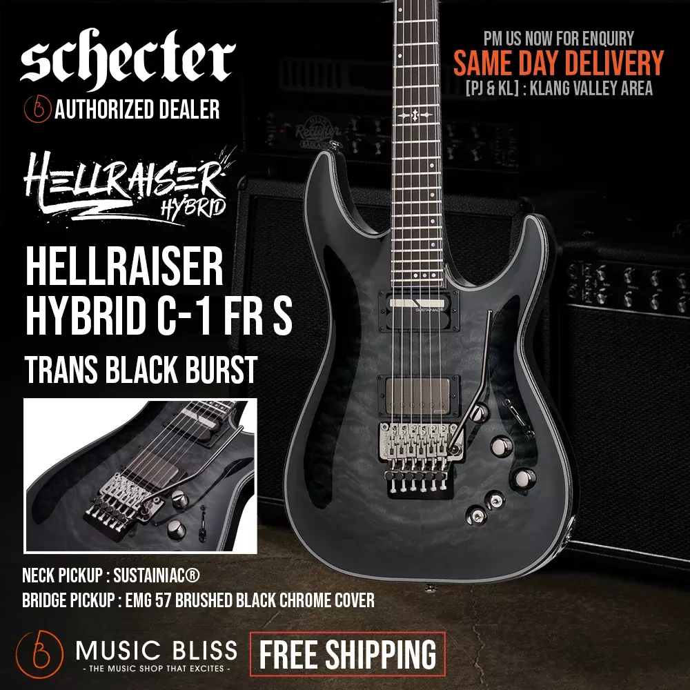 Schecter Hellraiser Hybrid C-1 FR S Electric Guitar – Trans Black Burst