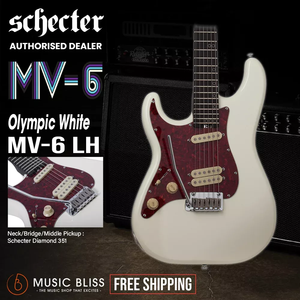 Schecter MV-6 Left-Handed Electric Guitar – Olympic White