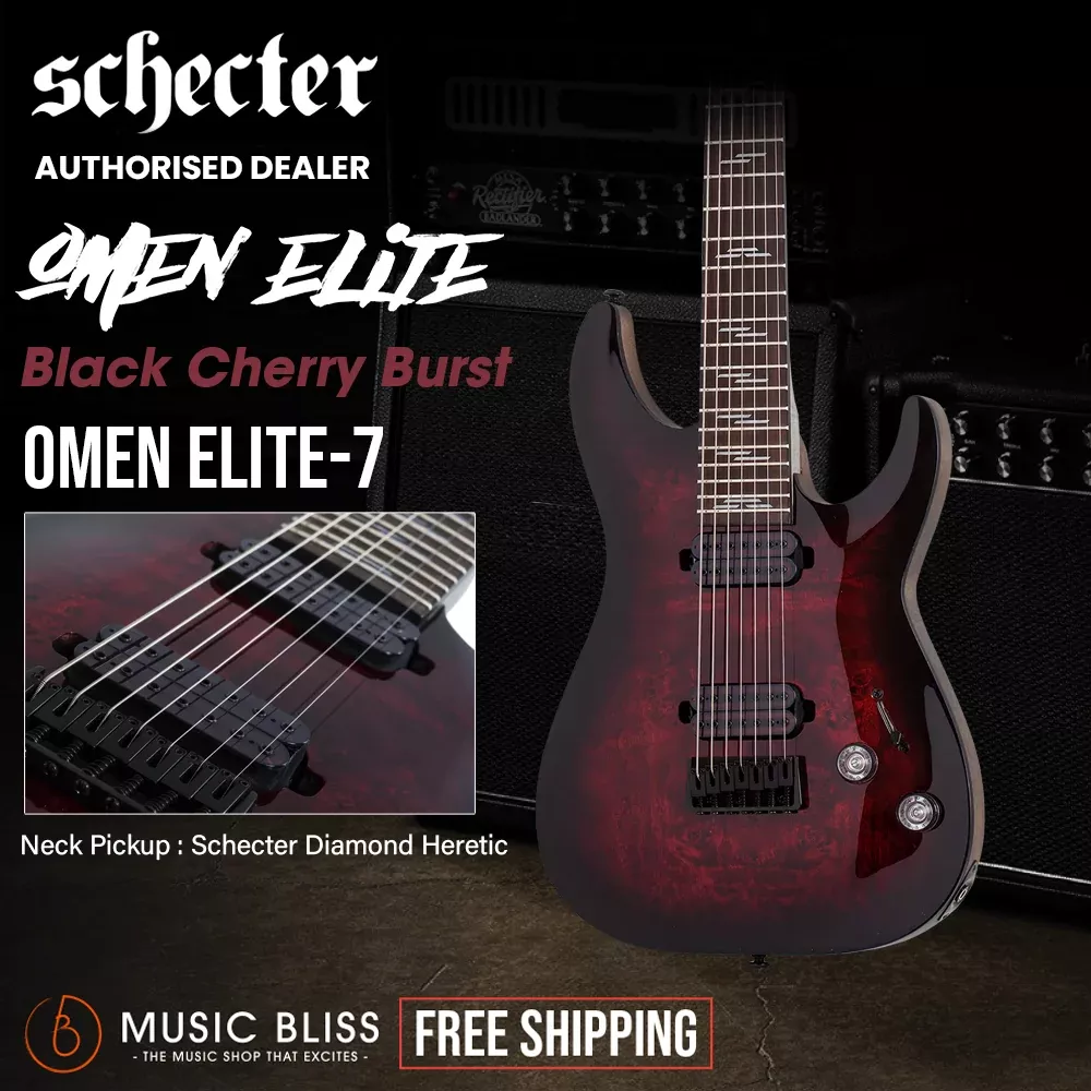 Schecter Omen Elite-7 Electric Guitar – Black Cherry Burst