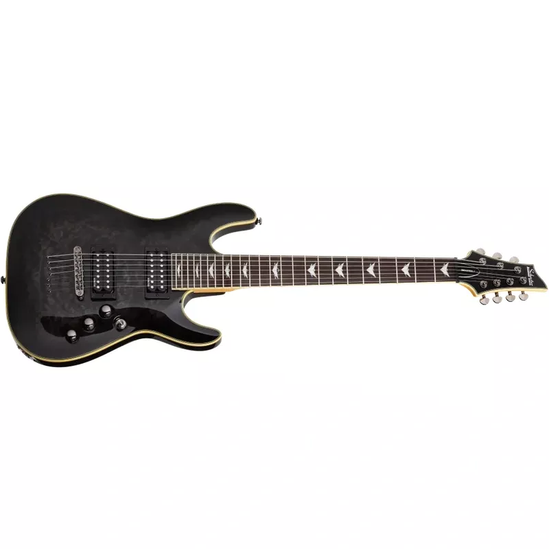 Schecter OMEN-EXT-7-STBLK See Thru Black Guitar with Schecter Diamond Plus 2007-SHC