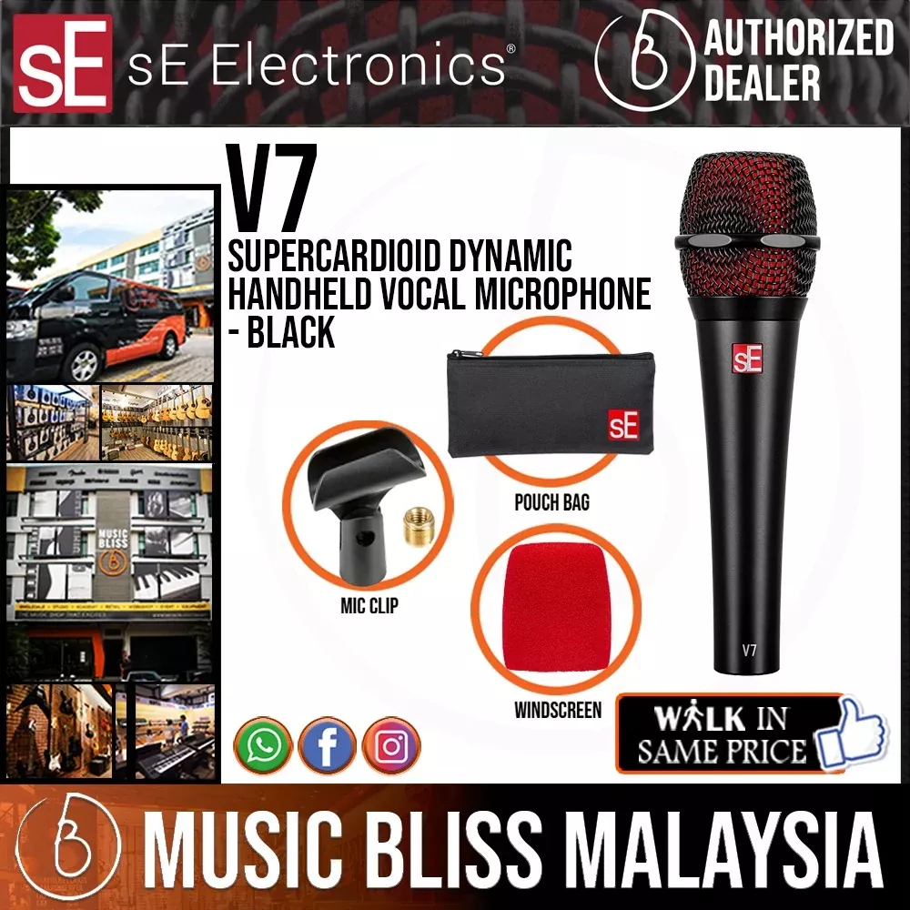 sE Electronics V7 Supercardioid Dynamic Handheld Vocal Microphone – Black