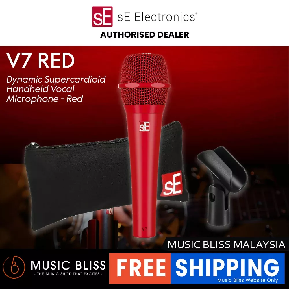 SE Electronics V7 Supercardioid Dynamic Handheld Vocal Microphone – Red