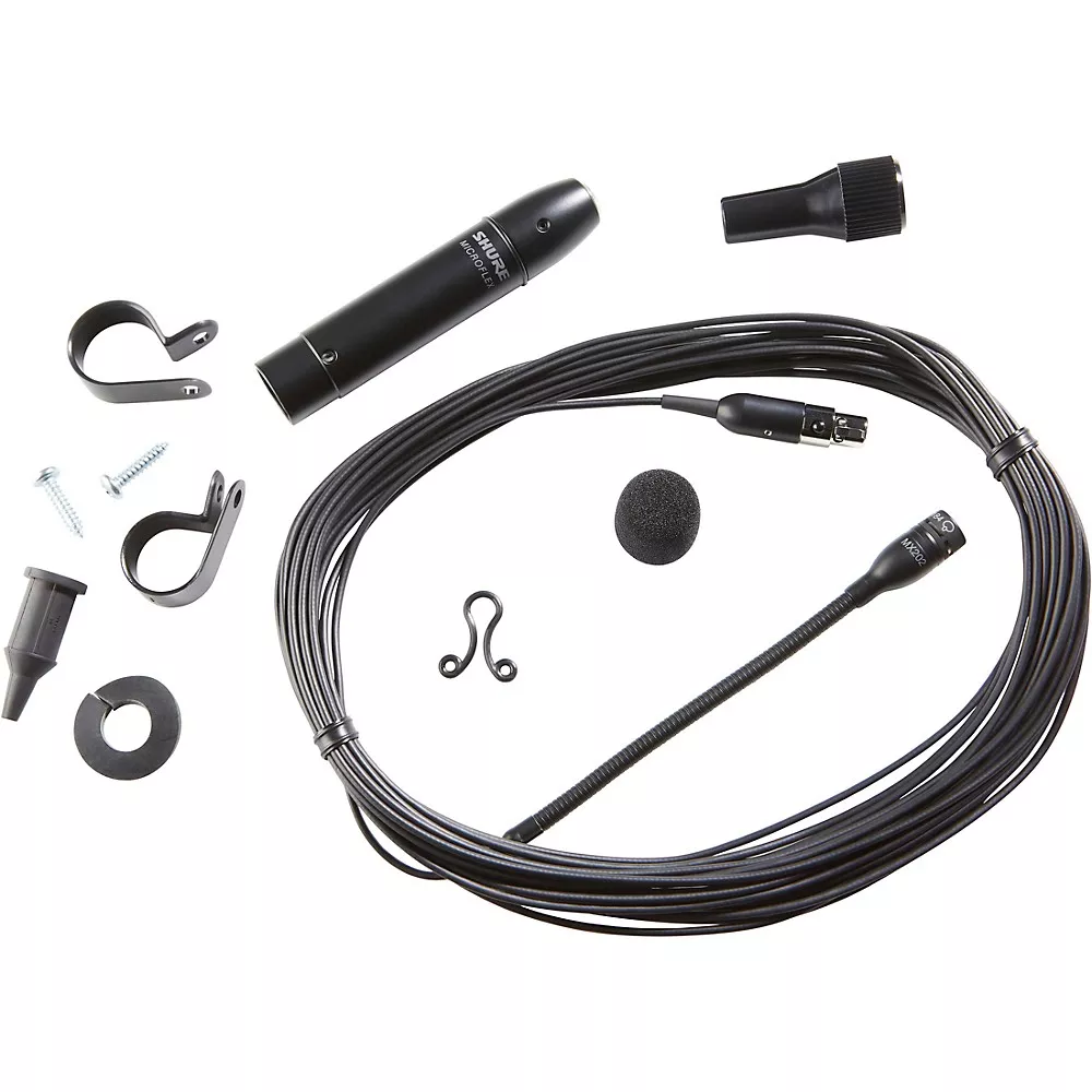 Shure MX202 MicroFlex Condenser Microphone With Inline Preamp Black Supercardioid