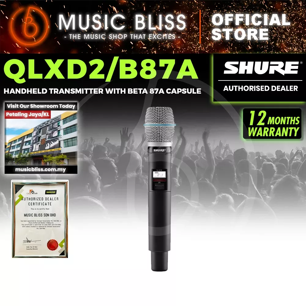 Shure QLXD2/BETA87A Wireless Handheld Microphone Transmitter with Beta 87A Capsule