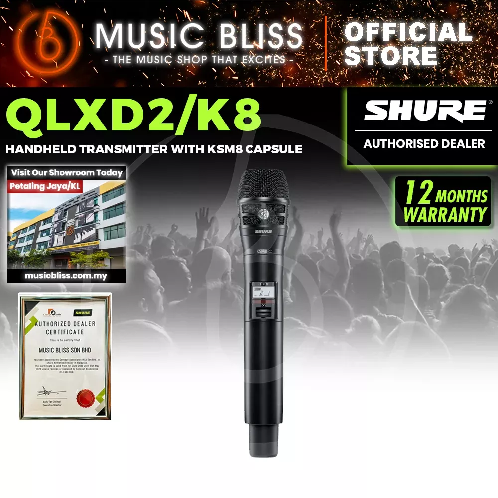 Shure QLXD2/KSM8 Wireless Handheld Microphone Transmitter with KSM8 Capsule