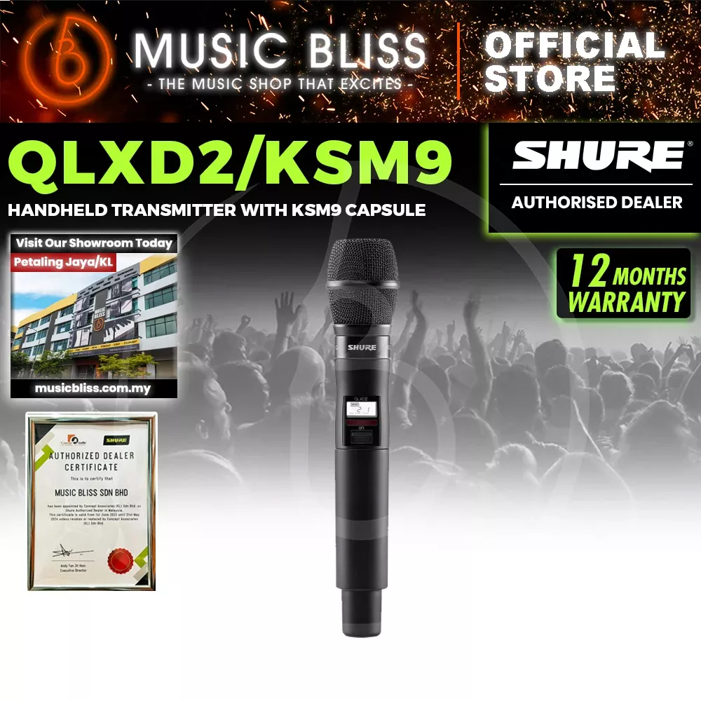 Shure QLXD2/KSM9 Wireless Handheld Microphone Transmitter with KSM9 Capsule