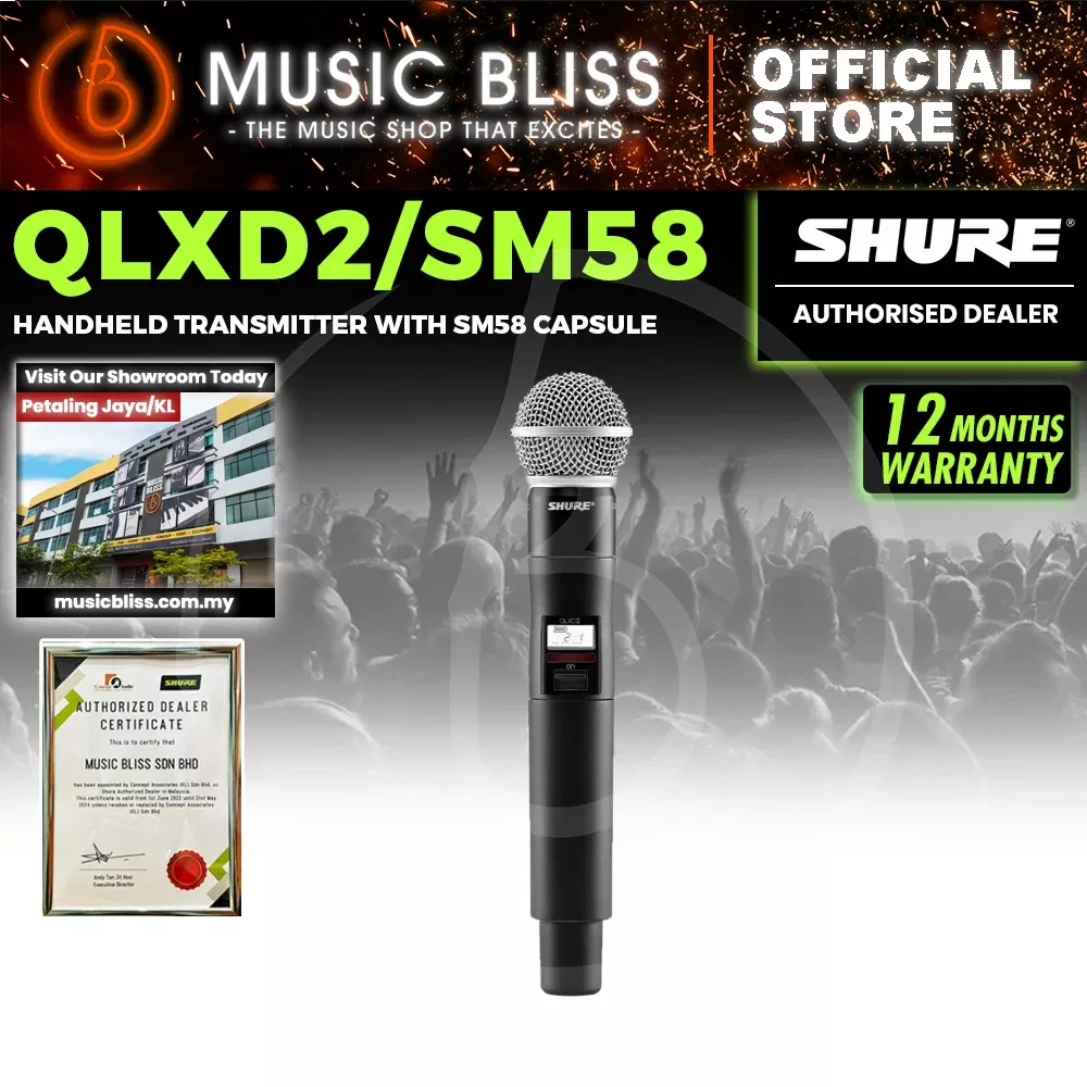 Shure QLXD2/SM58 Wireless Handheld Microphone Transmitter with SM58 Capsule
