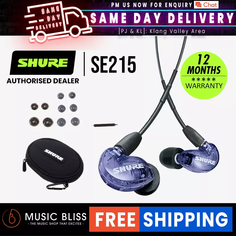 Shure SE215 Sound Isolating Earphones – Purple